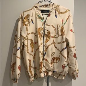 Light tiger and chain print bomber